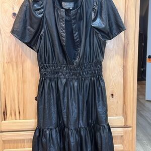 Anthropologie faux leather Black Dress